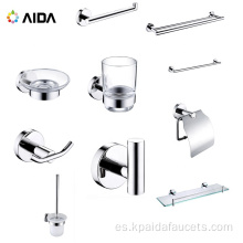 Accesorios de baño de estante de vidrio cromado